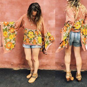 OOAK Boho Butterfly Sleeve Blouse